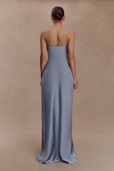 Isadora Lace & Satin Maxi Dress - Frosted Blue