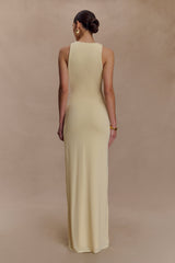 Stella Draped Slinky Maxi Dress - Pale Lemon