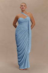 Micaela Chiffon Gathered Maxi Dress - Alaskan Blue