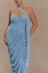 Micaela Chiffon Gathered Maxi Dress - Alaskan Blue