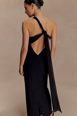Philippa Knotted Crepe Maxi Dress - Black