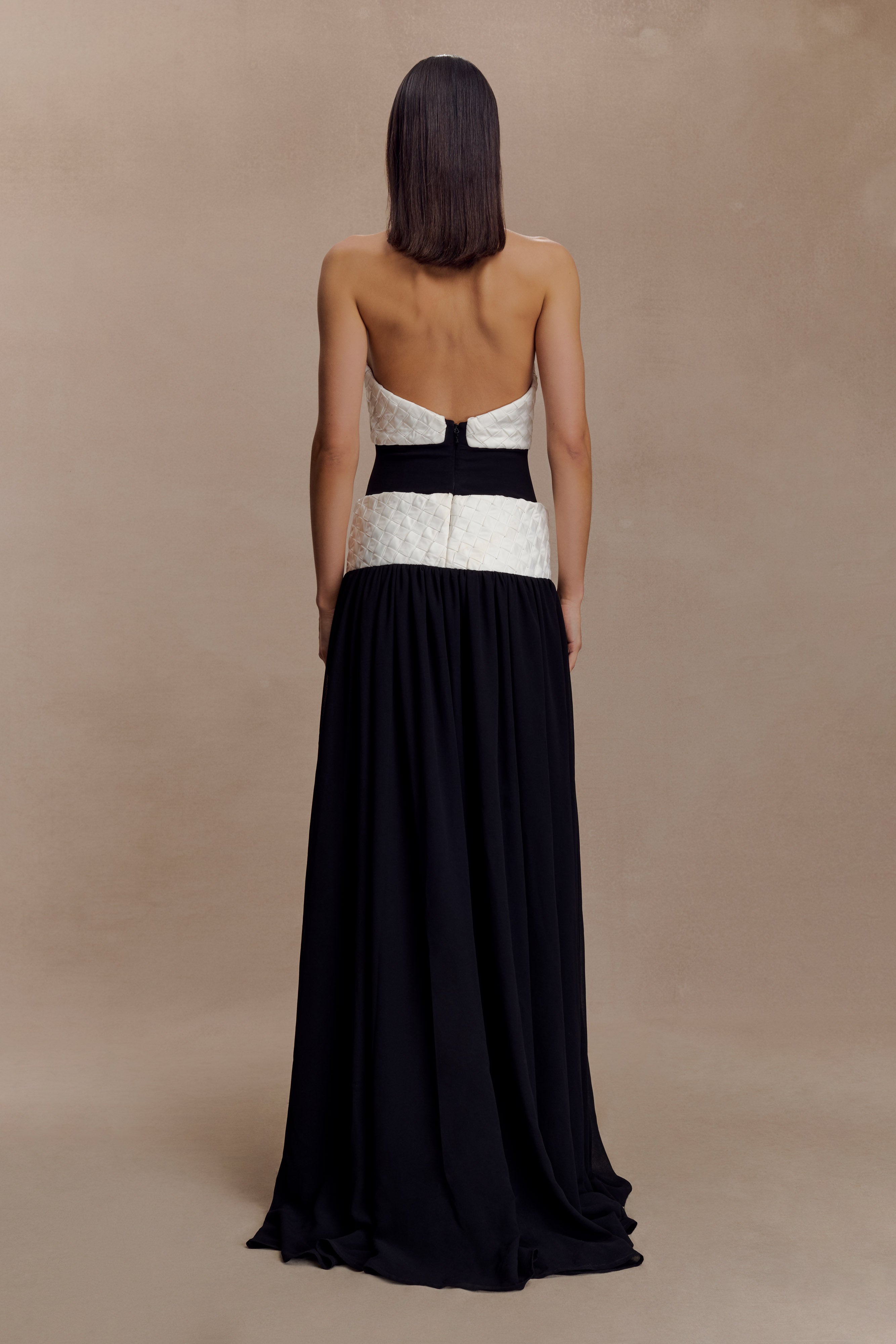 Celine Chiffon Maxi Dress - Black/White