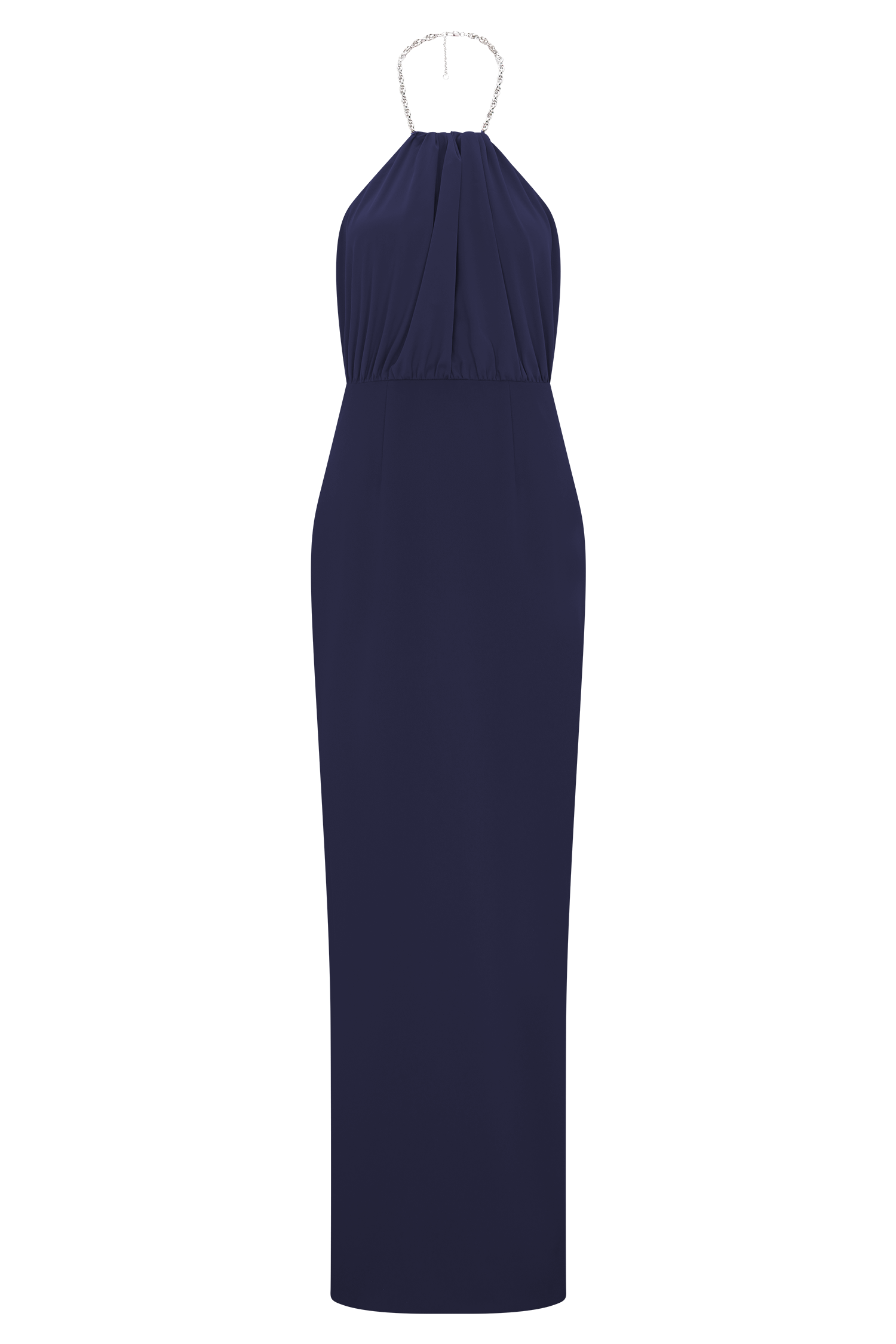 Elina Satin Necklace Maxi Dress - Navy