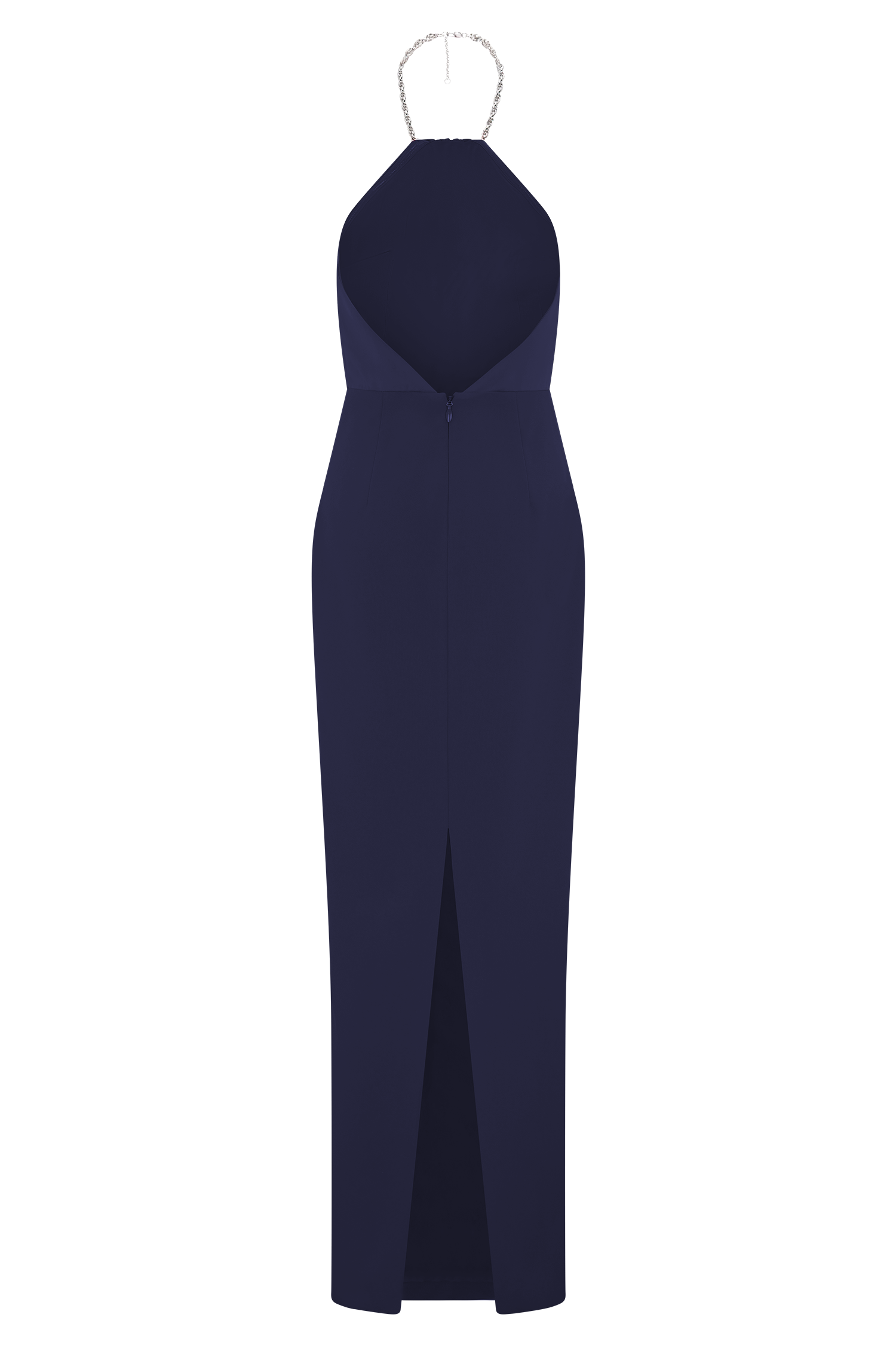 Elina Satin Necklace Maxi Dress - Navy